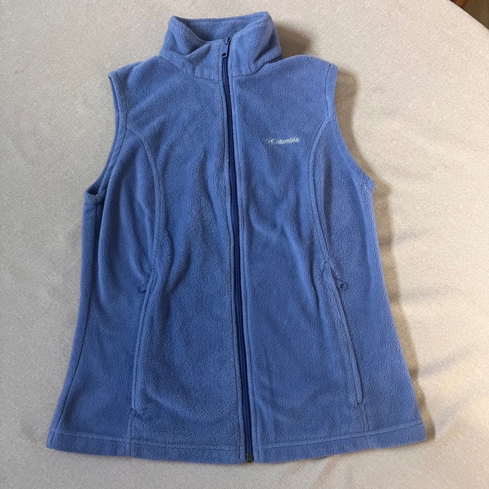Columbia Women's Blue Full Zip Fleece Vest Sleeveless Jacket Small